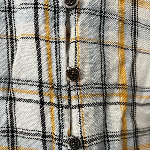 Maurices Women Long Sleeve Top White Yellow Plaid Tie Front Button Up - XS - Picture 11 of 15